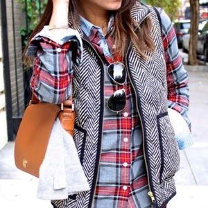 J.CREW EXCURSION QUILTED VEST IN HERRINGBONE